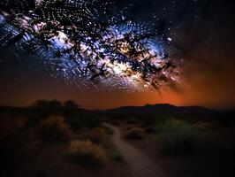 Meteor Shower Over a Majestic Mountain Range photo