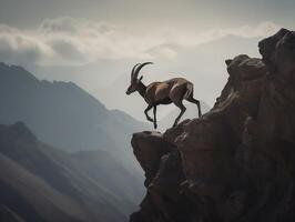 The Majestic Leap of the Ibex in Mountain Peaks photo