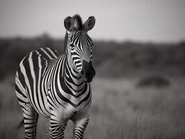 The Bold Stripes of the Zebra in Savanna AI generated photo