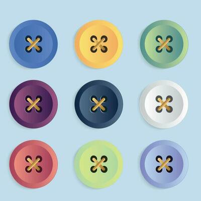 Clothes 9 Colors Button Set Vector Illustration