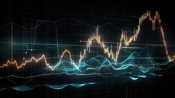 Glowing Stock Market Graph on Digital Screen photo