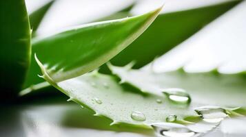 Close-Up Of Fresh Aloe Vera Leaves On White Background photo