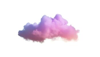 3d render, glowing colorful soft cloud isolated on white background. Fluffy cumulus atmosphere phenomenon. Realistic sky clip art element, generate ai photo