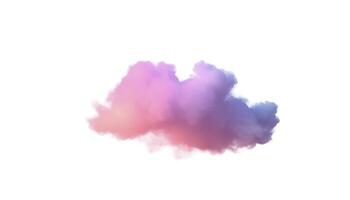 3d render, glowing colorful soft cloud isolated on white background. Fluffy cumulus atmosphere phenomenon. Realistic sky clip art element, photo
