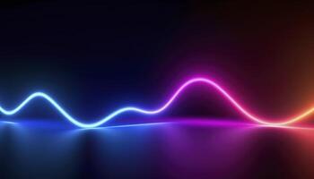 3d rendering, the abstract background of colorful neon wavy lines glowing in the dark. Modern simple wallpaper, generates ai photo