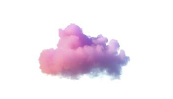 3d render, glowing colorful soft cloud isolated on white background. Fluffy cumulus atmosphere phenomenon. Realistic sky clip art element, generate ai photo