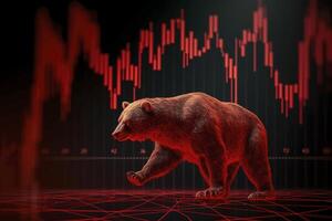 stock bear market red Downward trend charts on the investment trading pessimistic expectations, . photo