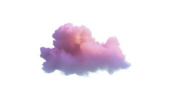 3d render, glowing colorful soft cloud isolated on white background. Fluffy cumulus atmosphere phenomenon. Realistic sky clip art element, generate ai photo