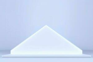Realistic podium display with neon white lights, Product display background with light frame, White prodium product display with light effect, neon lights background, generate ai photo