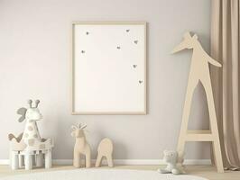 nursery frame mockup, kids room frame mockup, 3d render, generate ai photo