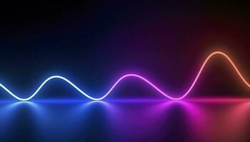 3d rendering, the abstract background of colorful neon wavy lines glowing in the dark. Modern simple wallpaper, generates ai photo