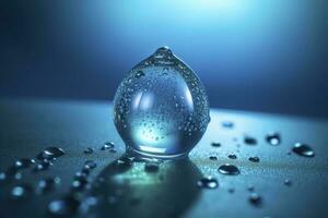 An image of several drops of water on a blue surface, in the style of detailed texture, matte photo, contemporary candy - coated, light azure and sky blue, generate ai photo