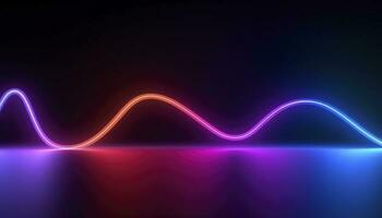 3d rendering, the abstract background of colorful neon wavy lines glowing in the dark. Modern simple wallpaper, generates ai photo