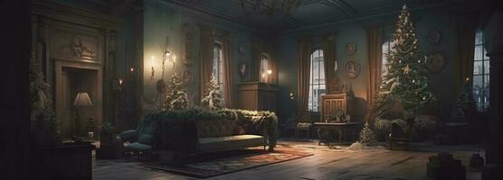 Medieval style fantasy home living room interior in old mansion , generate ai photo