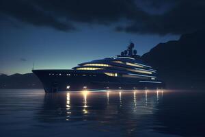 illustration of superyacht at night photo