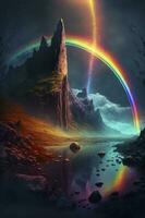 magical fantasy rainbow, realistic, max rive, dan mumford, sylvain sarrailh, very detailed, 4k, 8k, generate ai photo