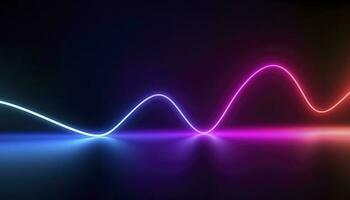 3d rendering, the abstract background of colorful neon wavy lines glowing in the dark. Modern simple wallpaper, generates ai photo
