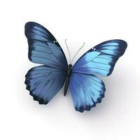 hermosa alas de un azul mariposa aislado en un blanco fondo, generar ai foto