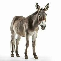 Burro aislado en blanco fondo, generar ai foto