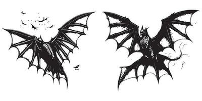 Monster bat vector, Bat silhouette, Bat sketch isolated on white background vector
