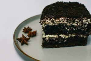background of colorful cakes with fruit- close up of cakes photo