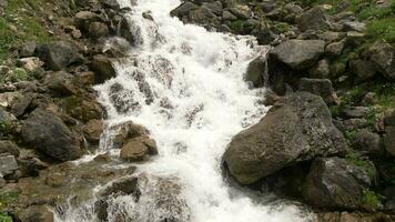 Scenic Alpine Waterfall Closeup. Scenic Mountain River video