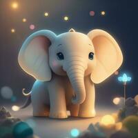 Very detailed cute elephant. Generate Ai. photo