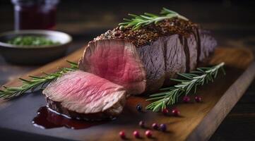 Roasted beef tenderloin meat photo