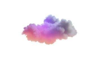 3d render, glowing colorful soft cloud isolated on white background. Fluffy cumulus atmosphere phenomenon. Realistic sky clip art element, generate ai photo