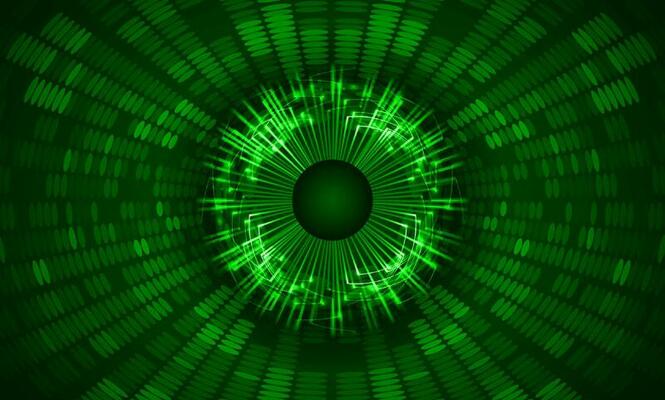 Modern Holographic Eye on Technology Background