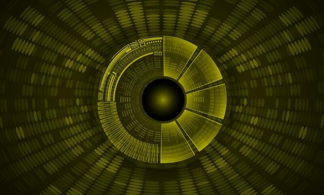 Modern Holographic Eye on Technology Background