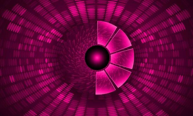 Modern Holographic Eye on Technology Background