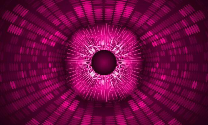 Modern Holographic Eye on Technology Background