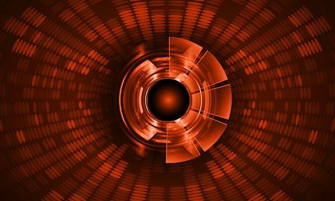 Modern Holographic Eye on Technology Background