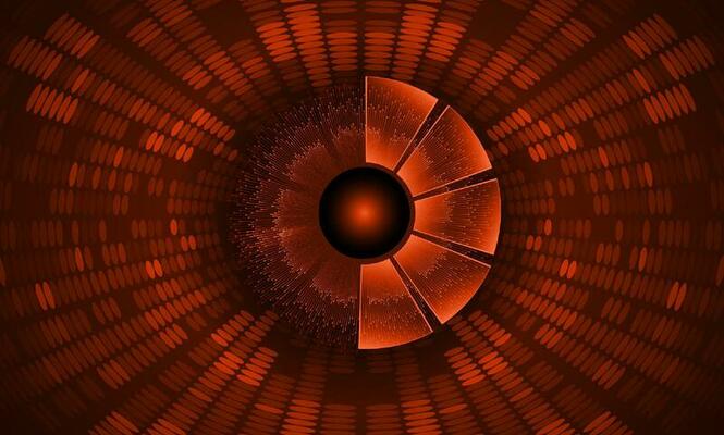 Modern Holographic Eye on Technology Background