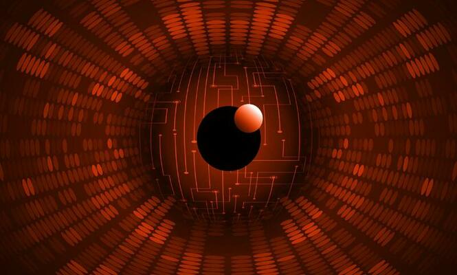 Modern Holographic Eye on Technology Background