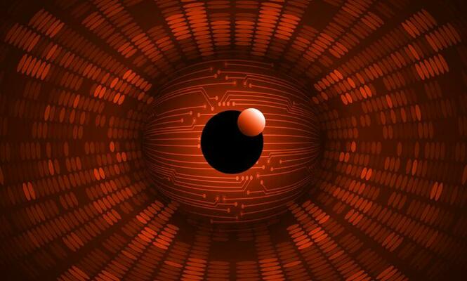 Modern Holographic Eye on Technology Background