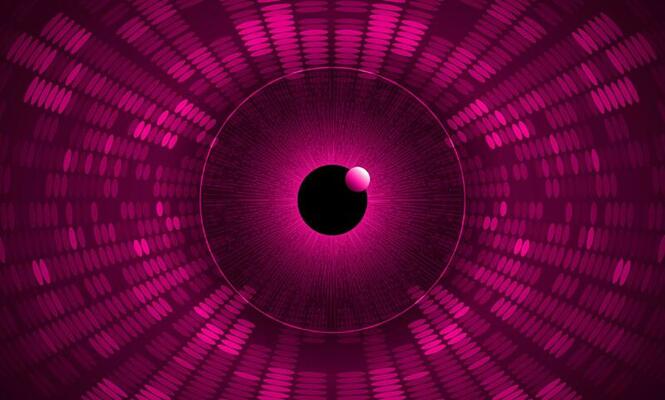 Modern Holographic Eye on Technology Background
