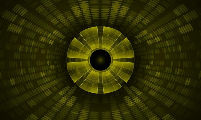 Modern Holographic Eye on Technology Background