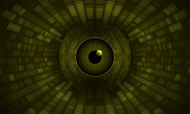 Modern Holographic Eye on Technology Background