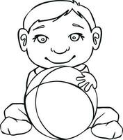 Little kid playing with a ball, child vector