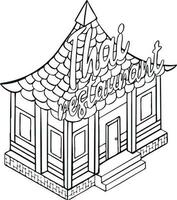 thai restaurant buildings sketch drawing architecture vector