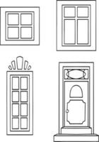 Vector icons set of different types of windows. Vector illustration