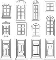 Vector icons set of different types of windows. Vector illustration