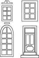 Vector icons set of different types of windows. Vector illustration