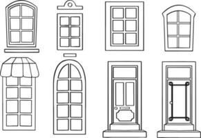 Vector icons set of different types of windows. Vector illustration