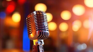 Retro microphone background. Illustration photo