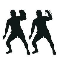 Set silhouettes athletes weight lifter lift kettlebell, weights. Weight lifting. Pull, push, bench press vector