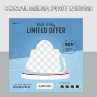 Save Download Preview social media post template for food menu promotion banner frame. food menu banner social media post. Editable social media templates for promotions on the Food menu. vector