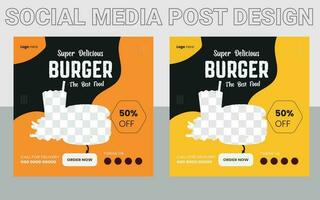 Save Download Preview social media post template for food menu promotion banner frame. food menu banner social media post. Editable social media templates for promotions on the Food menu. vector